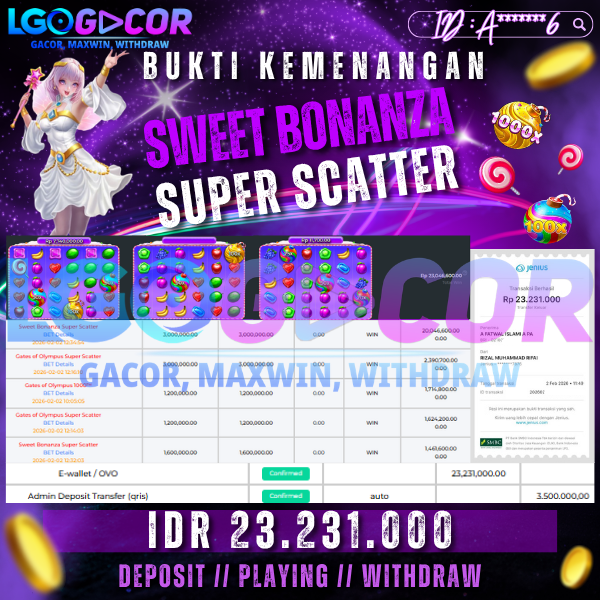 Investigasi Mendalam: Lgogacor & Bukti JP Rp 23 Juta di Sweet Bonanza Super Scatter